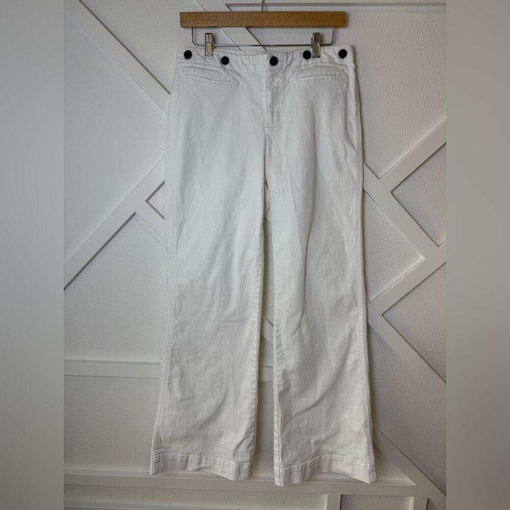 Lauren Jeans Company Ralph Lauren White Flare Leg Nautical Sailor Jeans Size 6